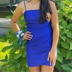 Elegant Blue Spaghetti Strap Dress